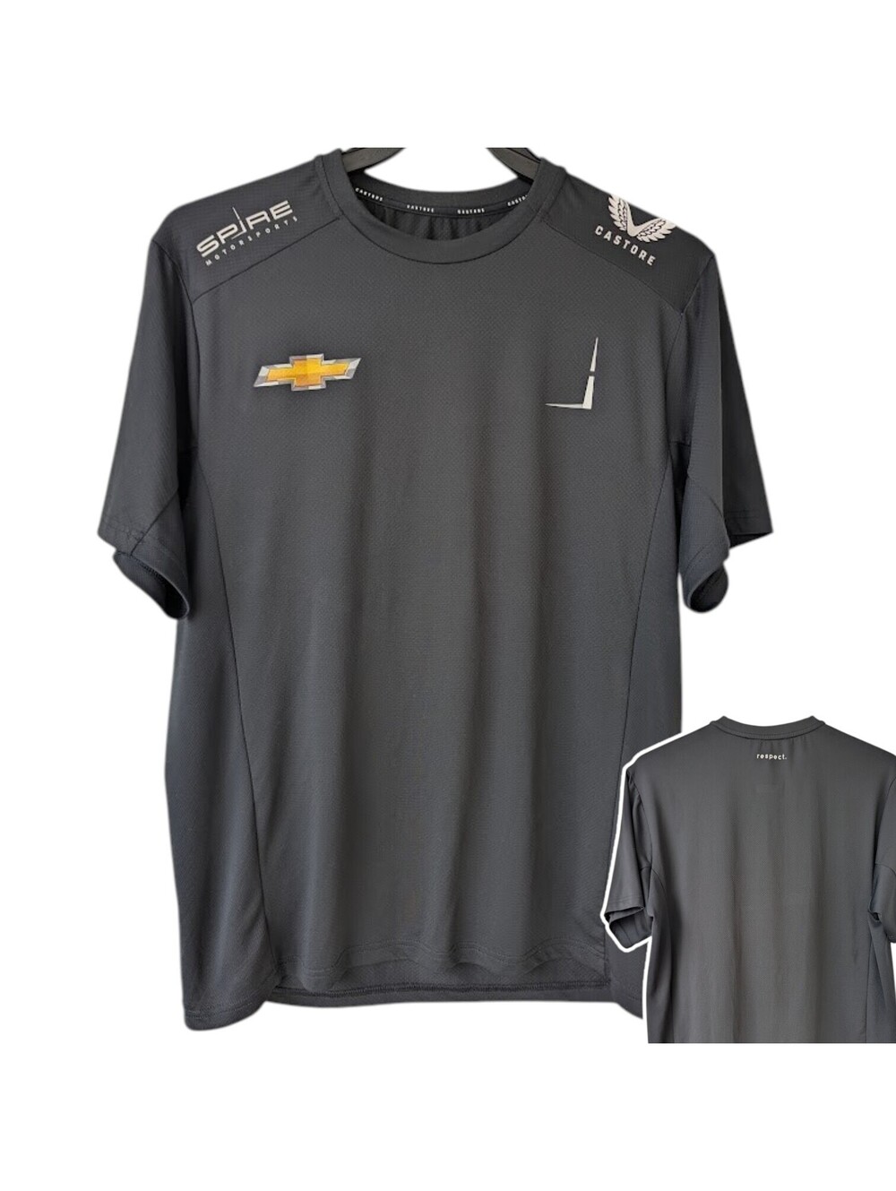 Castore Spire Motorsports T-Shirt Mens L Black Chevy NASCAR Racing 22.5x28.5